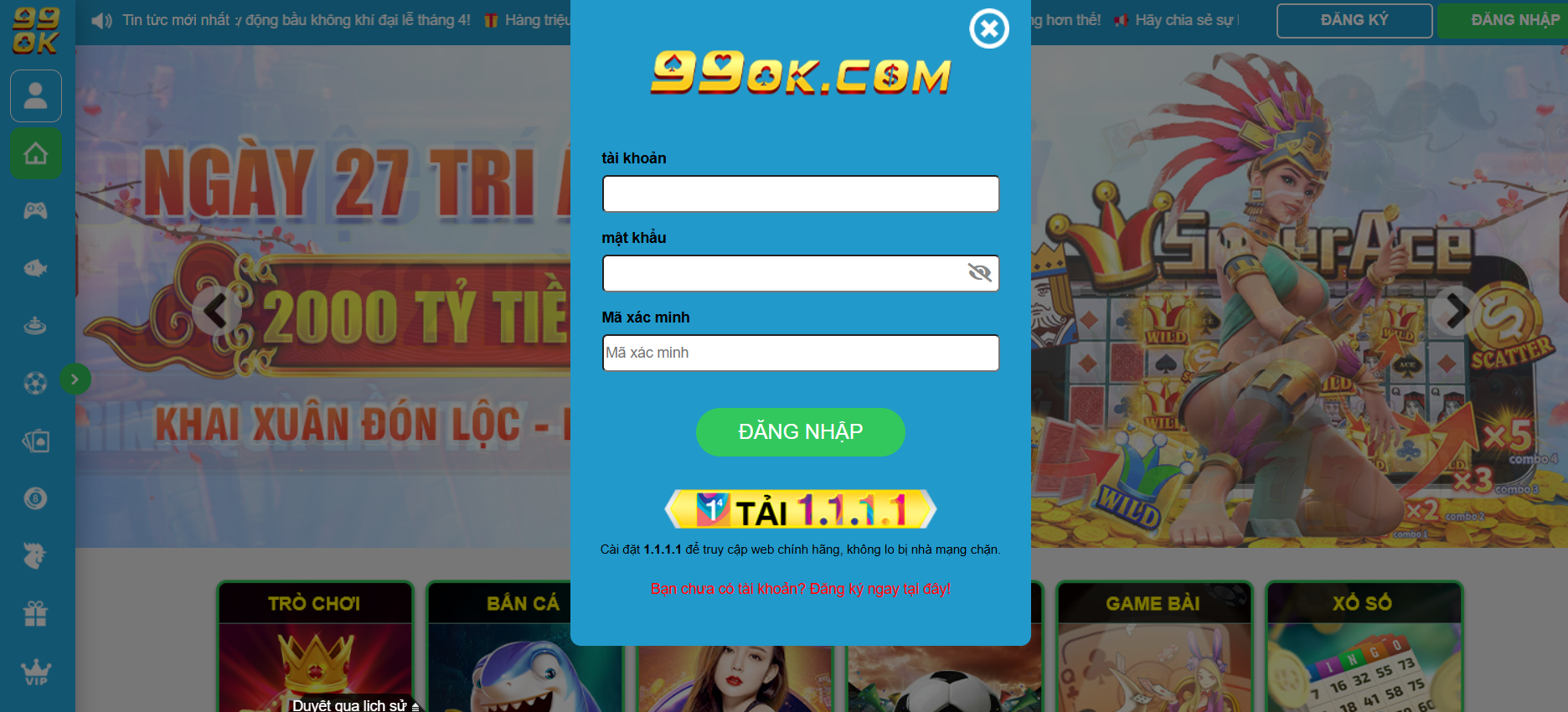 Các bước đăng nhập tài khoản qua website